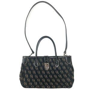 DOONEY & BOURKE Shadow Signature Shoulder Hand Bag Black Gold removable strap